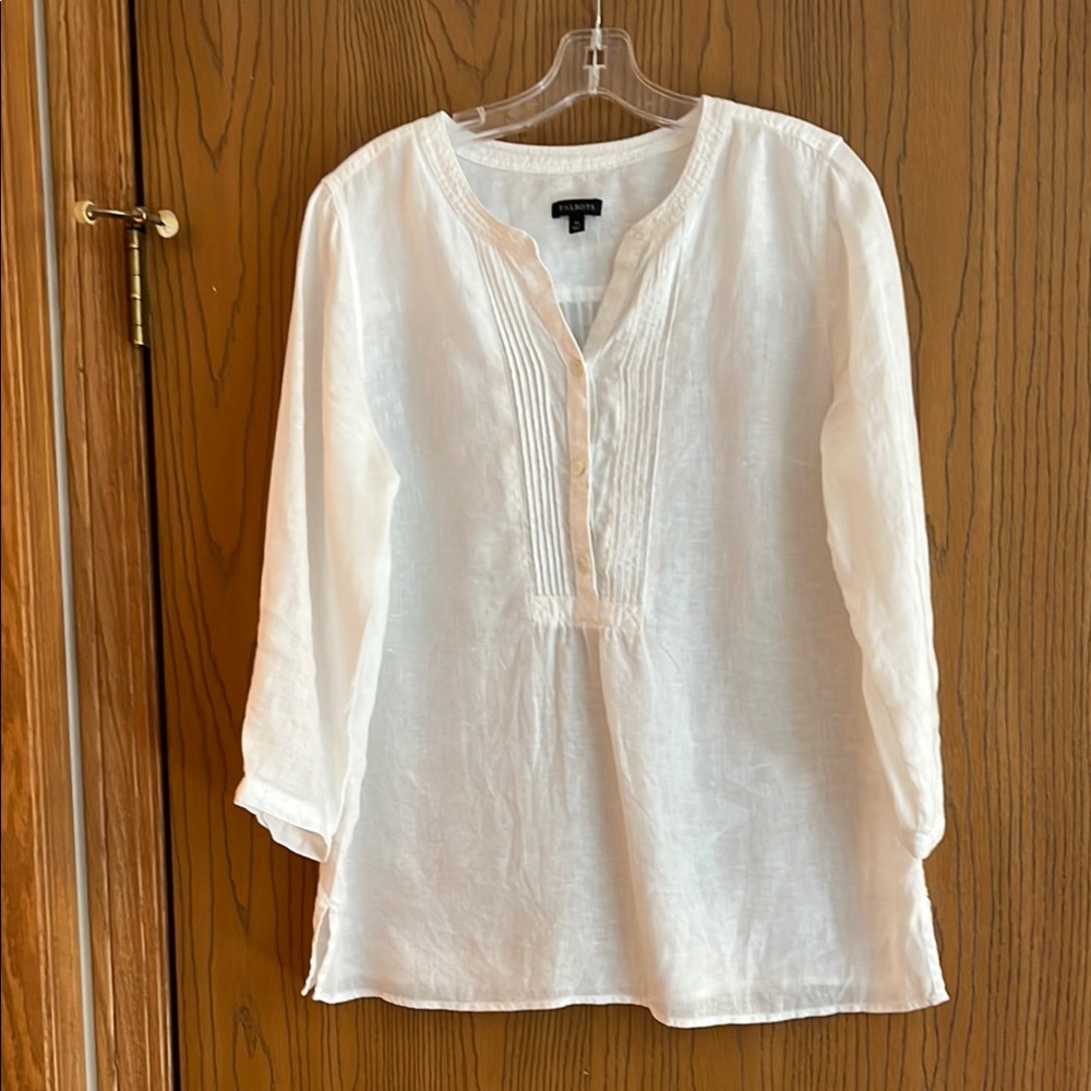 Talbots White Linen Blouse